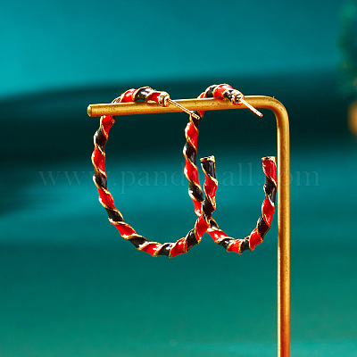 Рождественские серьги-гвоздики из сплава с эмалью в форме буквы С FS-WG4C0CB-08-1