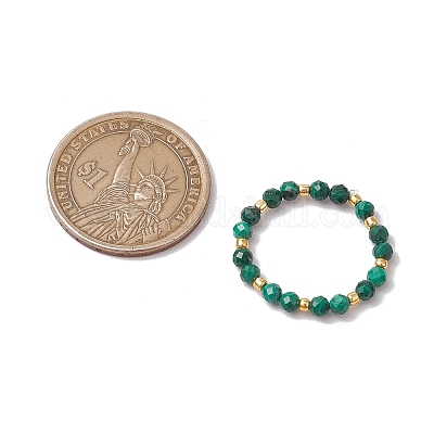 Кольца-растяжки из натурального малахита для женщин RJEW-JR00868-10-1