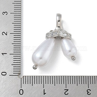 Стойка покрытие латунь микропаве прозрачный кубический цирконий с абс пластиковыми подвесками в виде жемчуга KK-G515-57P-1