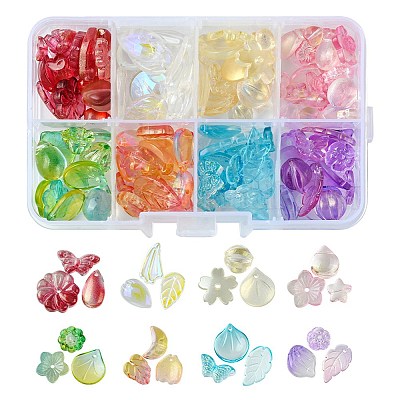 80шт 8 цвета гальванические прозрачные стеклянные бусины EGLA-FS0001-39-1