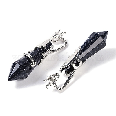 Большие подвески с ограненными заостренными пулями из натуральных и синтетических драгоценных камней G-L524-19P-1