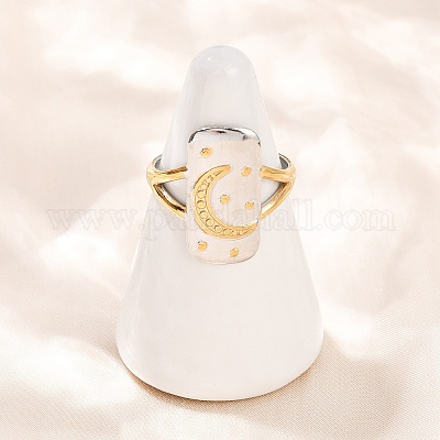 Двухцветные манжетные кольца из нержавеющей стали 304 RJEW-S635-01GP-04-1