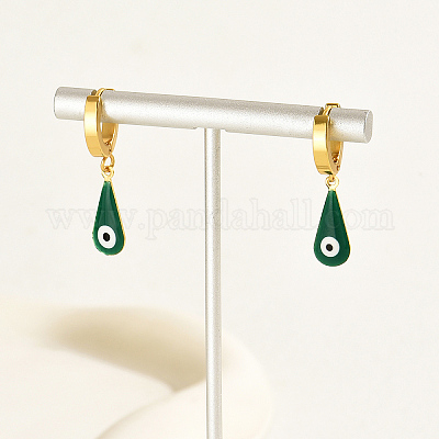 Винтажные минималистичные серьги-кольца из нержавеющей стали 201 с каплевидными подвесками в форме дьявольского глаза GP4493-1