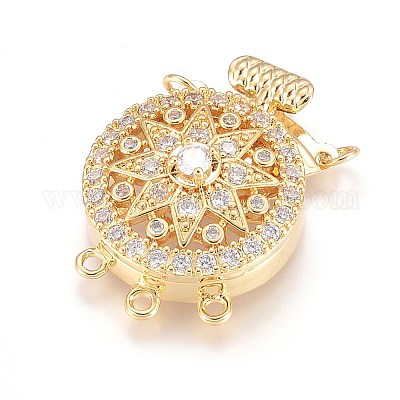 Латунные микро проложить кубического циркония ящик с застежками ZIRC-F107-07G-1