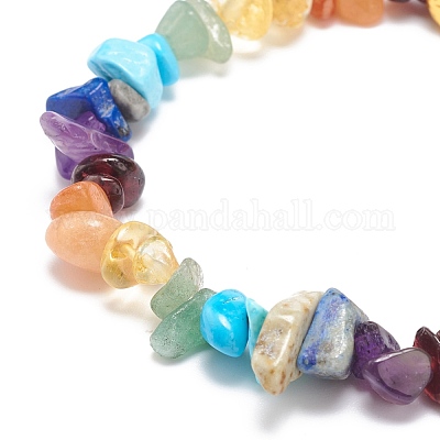 Браслет из натуральной и синтетической смешанной каменной крошки с сплавом пиксиу BJEW-JB08571-1