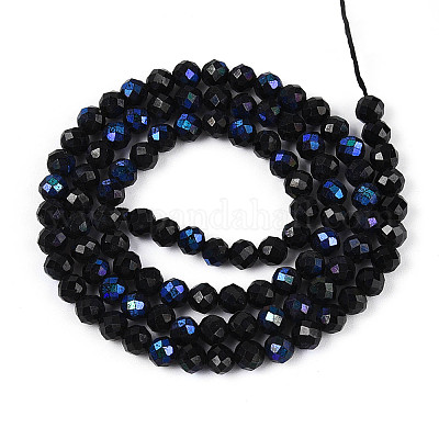 Нити бусин из натуральной черной шпинели с покрытием цвета AB G-T144-B07-03-1