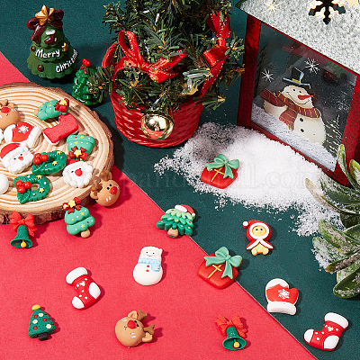 90шт 15 вида стилей Рождественская тема непрозрачные кабошоны из смолы FIND-SC0011-32-1