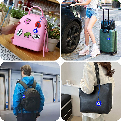 4 шт. плоская круглая подвеска с изображением сглаза ручной работы в стиле лэмпворк HJEW-CP0001-21-1