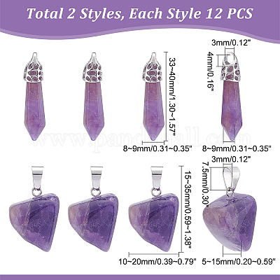 24шт 2 стиля подвески из натурального аметиста G-UN0001-12C-1