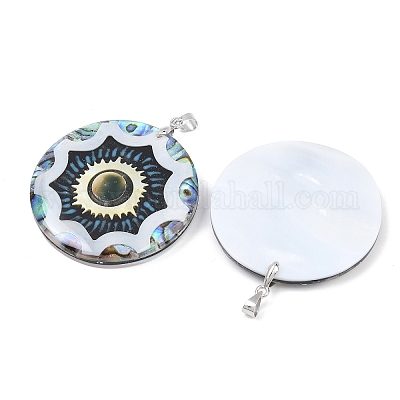 Подвески для глаз из натуральных черных ракушек-губ KK-C135-02P-1