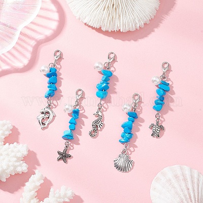 Подвески из синтетической бирюзовой крошки HJEW-JM04184-1