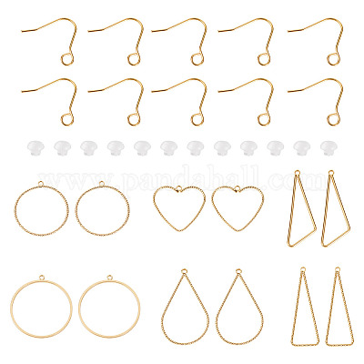 Наборы для самостоятельного изготовления сережек-подвесок из латуни в форме треугольника и капли DIY-TA0012-94-1
