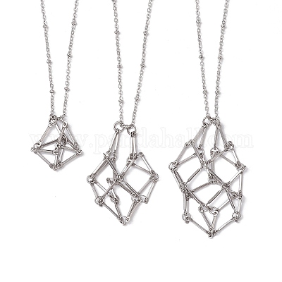 Не тускнеет 3 шт. 3 размера плетеная цепь из нержавеющей стали макраме мешочек пустой держатель для камня кулон изготовление ожерелья NJEW-JN04957-02-1