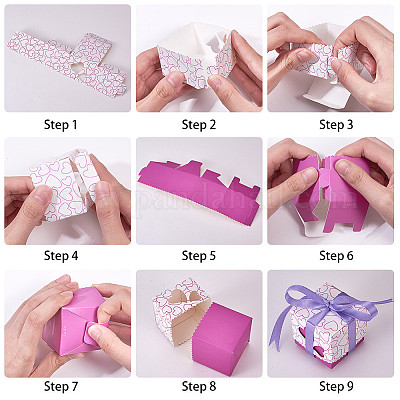 SUNNYCLUE 50PCS Small Candy Boxes 2x2x2 inches with Purple Ribbon Wedding  Party Favors Treats Heart Paper Cube Valentine's Day Gift Boxes Bulk Craft  Supplies 