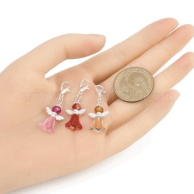 8 шт. подвесной ангел из сплава и стекла HJEW-JM04207-03-1