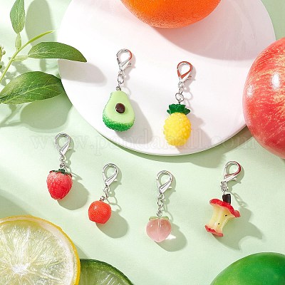 6 шт. подвеска из смолы с фруктами HJEW-JM03814-1