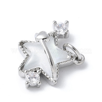 Подвески из латуни микропаве с фианитами и стеклом KK-F892-47P-1