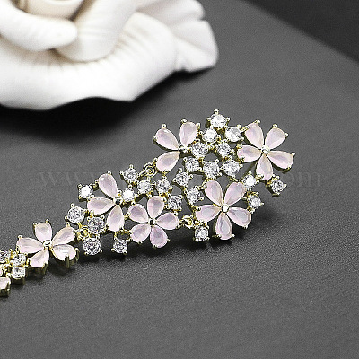 Серьги-гвоздики с цветком из латуни и кубическим цирконием FS-WGE140E-01-1