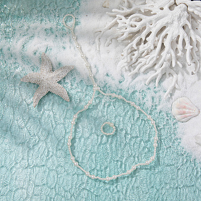 Наборы браслетов на щиколотку и пальцев ног с круглыми бусинами из пластика WG9A75F-01-1