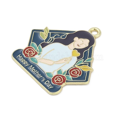 Подвески из сплава с эмалью ко Дню матери PALLOY-V001-02F-1