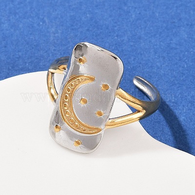 Двухцветные манжетные кольца из нержавеющей стали 304 RJEW-S635-01GP-04-1