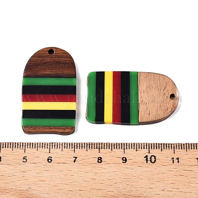 Подвески из ямайской цветной эпоксидной смолы и орехового дерева RESI-N039-122R-1