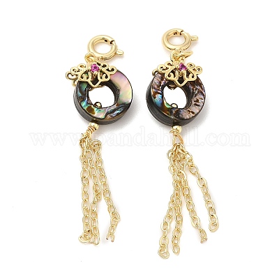 Подвеска в виде пончика из натуральной раковины морского ушка/ракушки пауа G-K341-15G-1