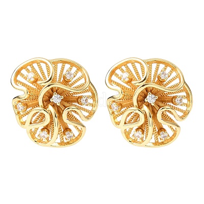 Серьги-гвоздики из латуни с микро-паве и прозрачным фианитом EJEW-D346-01G-1