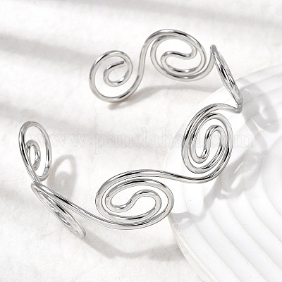 Браслеты-манжеты из нержавеющей стали 304 для женщин BJEW-Z150-01P-01-1