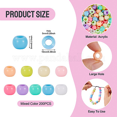 200шт непрозрачные акриловые европейские бусины&nbsp;SACR-TA0001-58-1