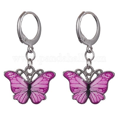 Серьги с подвесками из платинового сплава и эмалью EJEW-JE05586-1