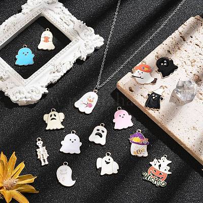 15шт 15 стиля хэллоуин подвески из сплава эмали FIND-YW0006-06-1