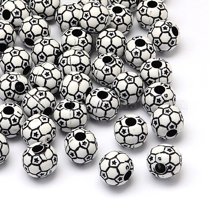 サッカー サッカーボールクラフトスタイルのアクリルビーズ スポーツビーズ ブラック 12mm 穴 4mmの通販 Jp Pandahall Com