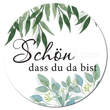 CREATCABIN 192Pcs Thank You For Coming Stickers Greenery Theme Wedding Stickers Favors Olive Branch Leaf Favor Labels for Birthday Party Wedding Shower 1.77 Inch-Sch?n dass du da bist(German) AJEW-WH0343-001-1