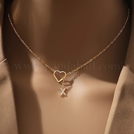 Сердце буква латунный микро паве прозрачный кубический цирконий инициал лариат ожерелья FS-WG6D374-24-1