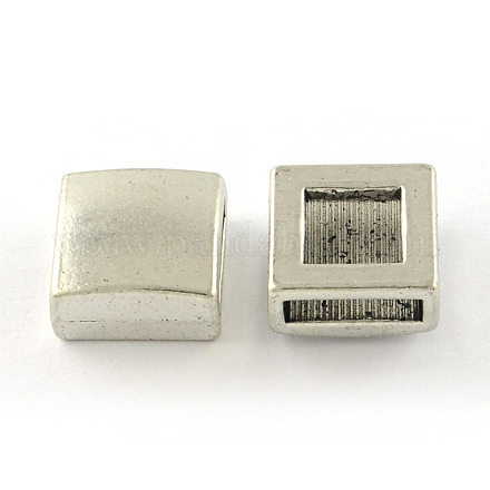 Square Tibetan Style Alloy Slide Charms TIBE-R310-09AS-NR-1