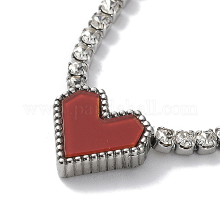Collana con pendente a cuore in acrilico rosso NJEW-F317-05P-1