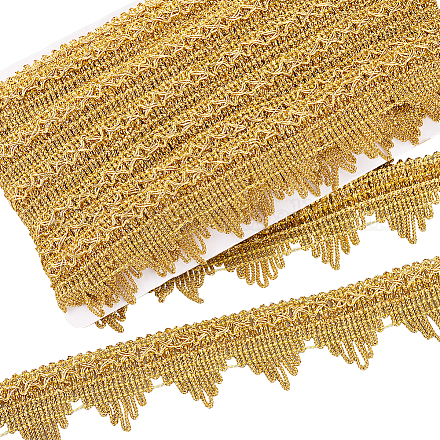 FINGERINSPIRE 14.22 Yards Gold Metallic Braid Lace Trim 1-5/8 inch Wide Decorated Fringe Gimp Trim Wavy Trimming Peak Lace Ribbon Trim for DIY Sewing OCOR-WH0080-33B-1