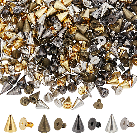 200 pièces 4 couleurs punk alliage rivet goujons pyramide pointes FIND-PH0001-13-1