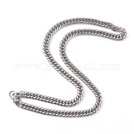Collares de cadena de eslabones cubanos con corte de diamante de acero inoxidable 304 para hombres NJEW-I248-01P-1