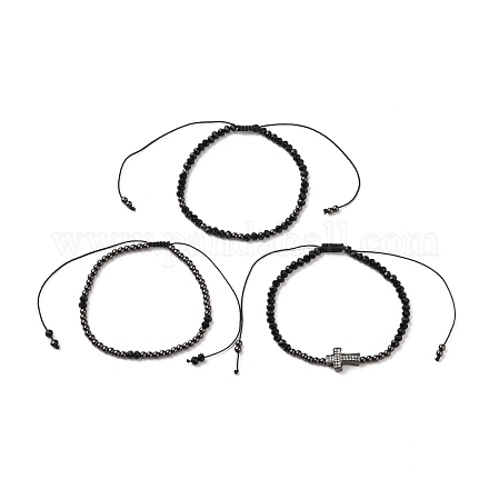 Verstellbare Nylonschnur geflochtene Perlen Armbänder Sets BJEW-JB05735-02-1
