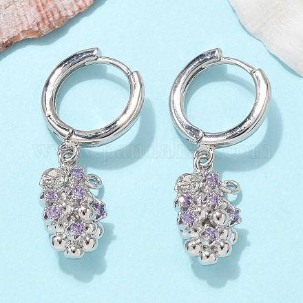 Латунные кубических серьги циркония обруч EJEW-Q015-02P-D-1