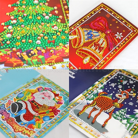 Kits de tarjetas de felicitación de pintura de diamantes con tema navideño diy DIAM-PW0001-183-1