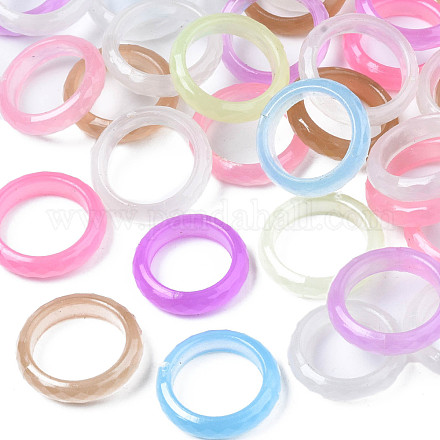 Lueur dans l'anneau de doigt transparent en plastique lumineux lumineux pour les femmes RJEW-T022-006-1