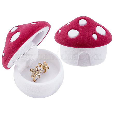 Chgcraft 2 pz singolo anello contenitore di monili fungo anello box fungo contenitore di monili velet gioielli scatole con spugna per la proposta di nozze giorno di san valentino CON-CA0001-009-1
