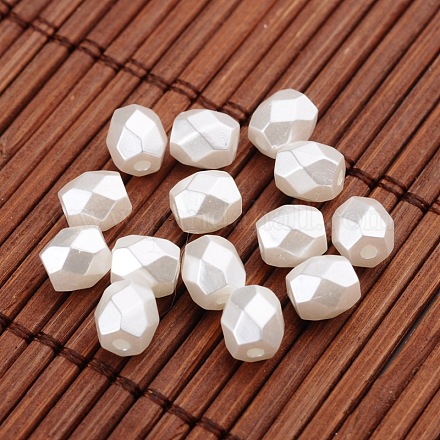 Faceted Barrel Imitation Pearl Acrylic Beads OACR-L004-4591-1