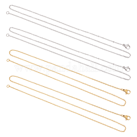 Unicraftale 12pcs 50cm cadena de cable de color dorado y acero inoxidable cadenas de cable de acero inoxidable cadena de collar de 1.5 mm de ancho con cierres  de pinza de langosta para la fabricación de collares de joyería de diy STAS-UN0005-35-1