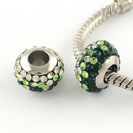 Rondelle Polymer Clay Rhinestone European Large Hole Beads CPDL-R001-12mm-E03-1