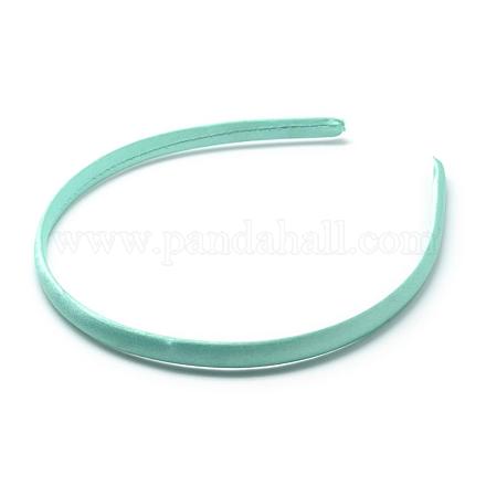 単純なプラスチックヘアバンドのパーツ  歯抜け  布で覆わ  アクアマリン  120ミリメートル  9.5ミリメートル OHAR-Q275-04K-1