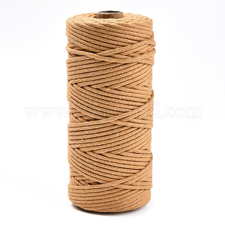 コットン糸  マクラメコード  装飾的な糸のスレッド  DIYの工芸品について  ギフトラッピングとジュエリー作り  ゴールデンロッド  3mm  約109.36ヤード（100m）/ロール。 OCOR-T001-02-12-1